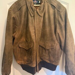 Vintage Brown Leather Men's Jacket - Classic A2 Bomber Style